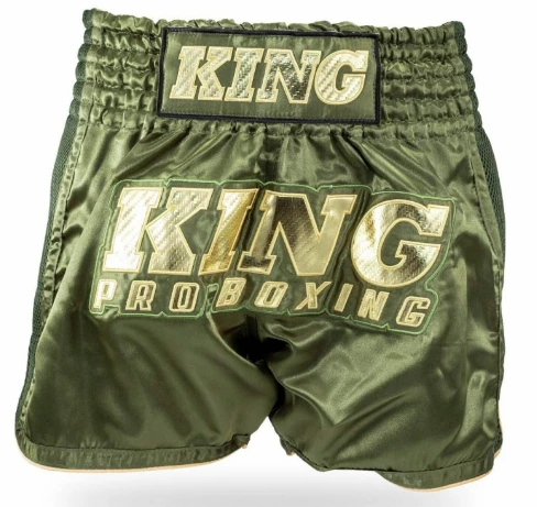 KING PRO BOXING KICKBOXING SHORTS - KHAKI GREEN/GOLD – Bild 2