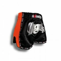 K-1 Thaiboxing Short In Satin "Mesh In Schwarz/Mandarin