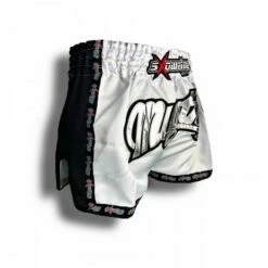 K-1 Thaiboxing Short In Satin "Mesh" In Weiß/Schwarz