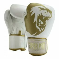 Super Pro Combat Gear Warrior Leder (Kick)Boxhandschuhe White/gold
