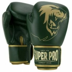 Super Pro Combat Gear Warrior SE Leder Boxhandschuhe Grün/Gold