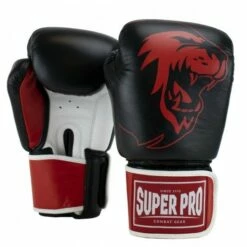 Super Pro Combat Gear Warrior SE Leder Boxhandschuhe Schwarz/Rot/Weiß