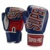 Super Pro Combat Gear Challenger Leder (Thai-)Boxhandschuhe Blau/Rot/Weiß