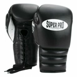 Super Pro Combat Gear Knock Out Boxhandschuhe Schnürung Schwarz/Weiß