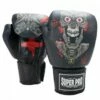 Super Pro Skull Kick Boxhandschuhe Schwarz Grau